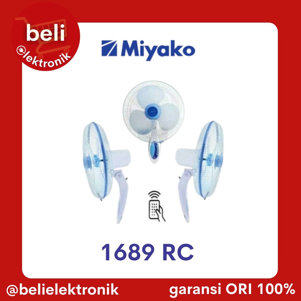 Jual MIYAKO Kipas Angin Dinding Remot Wall Fan Remote 16 Inch KAW