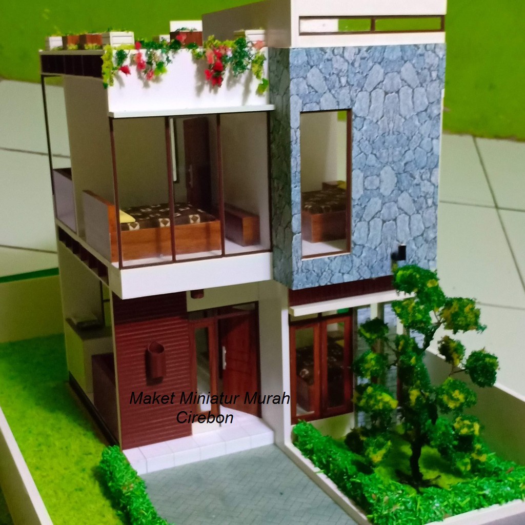 Jual Miniatur Rumah Minimalis 2 lantai Tipe 48 Perumahan Miniatur