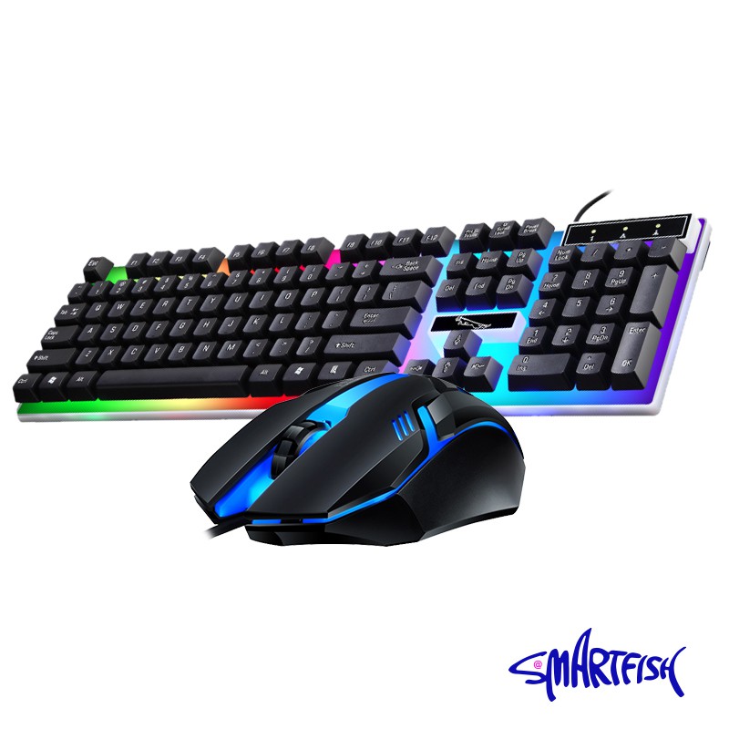 Jual Smartfish Keyboard Mouse Gaming Set dengan RGB Light wire Keyboard ...