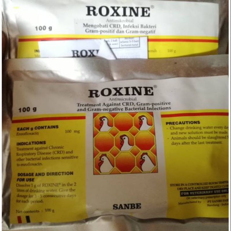 Jual Roxine 100 gram g Obat Ayam Mengatasi CRD infeksi bakteri gram ...