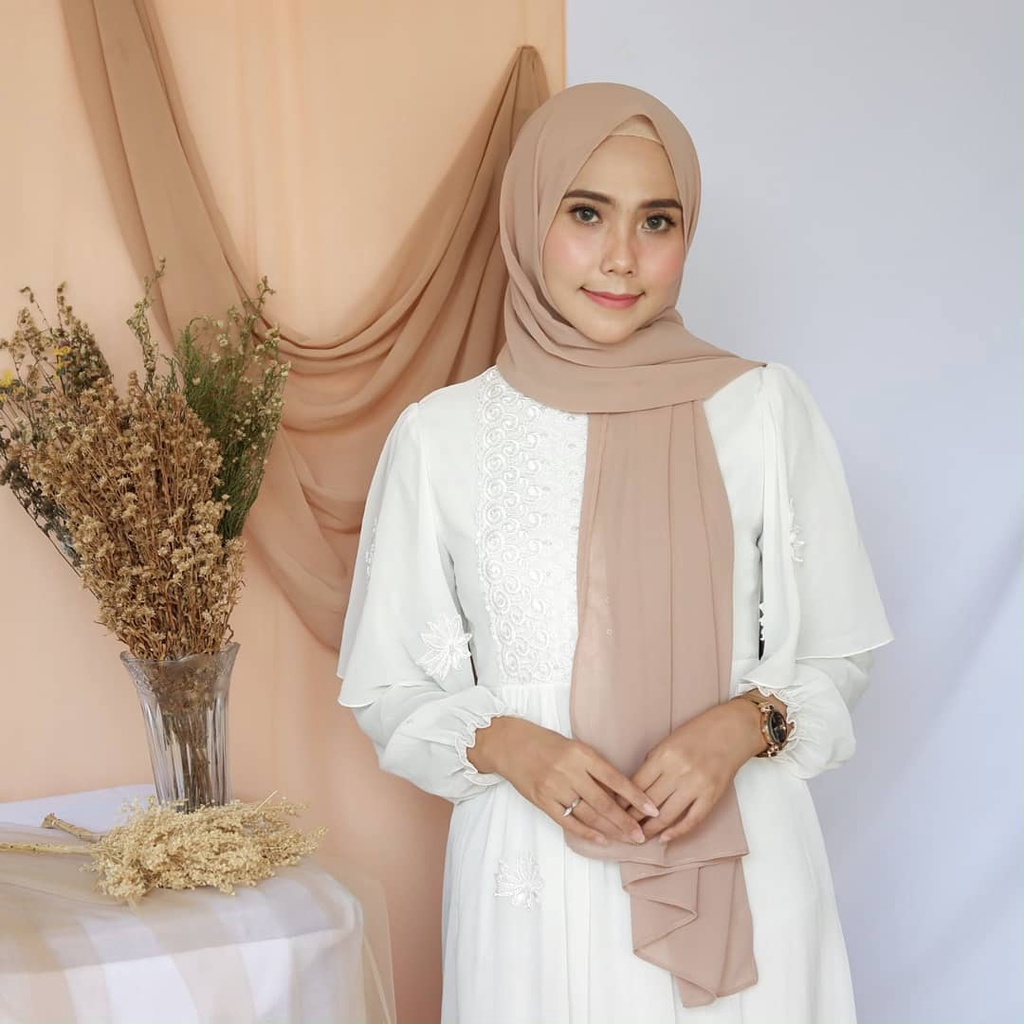 Ootd Hijab Coklat Muda Jual Kerudung Jilbab PASHMINA Segi Empat
