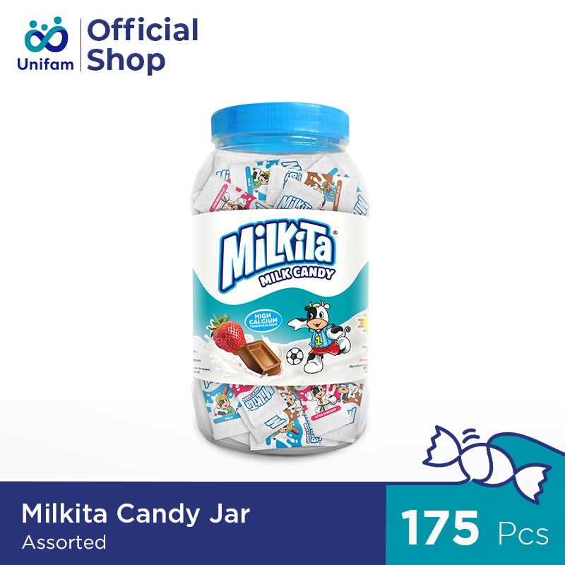 Jual Milkita Candy Jar Assorted Festive (1 Toples Isi 175pcs) Toples