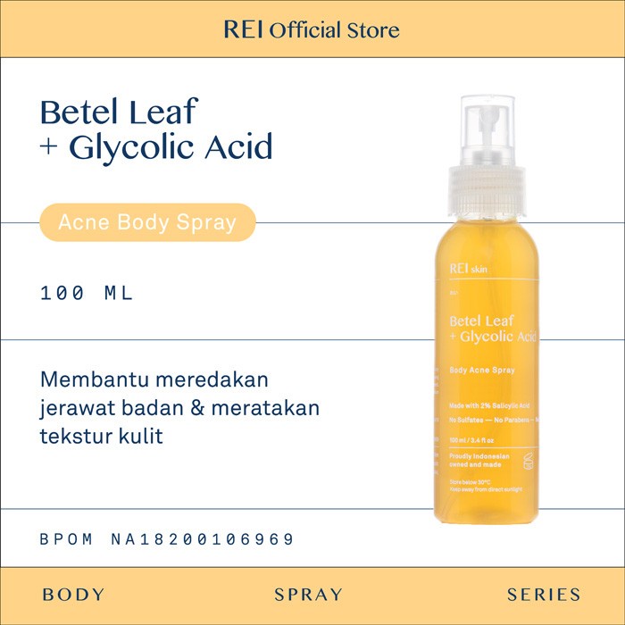 Jual REI Skin Betel Leaf + Glycolic Acid Body Treatment Spray 100 ml