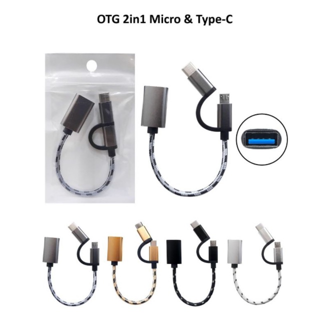 Jual Kabel OTG 2in1 Micro USB & Type C | OTG Android Flashdisk Mouse ...
