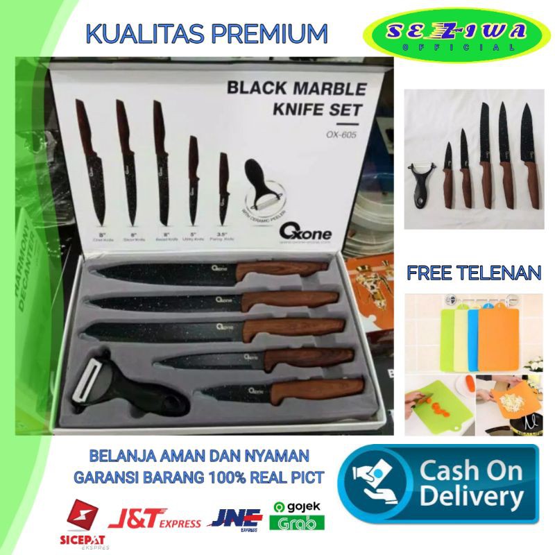 Jual OXONE Black Marble Knife Set OX 605/Pisau Masak/Pisau Set ...