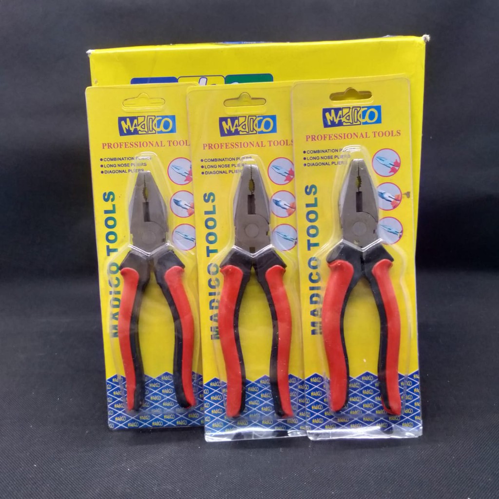 Jual Tang Kombinasi 7 inch Tang Jepit Biasa Tang gagang karet madico ...