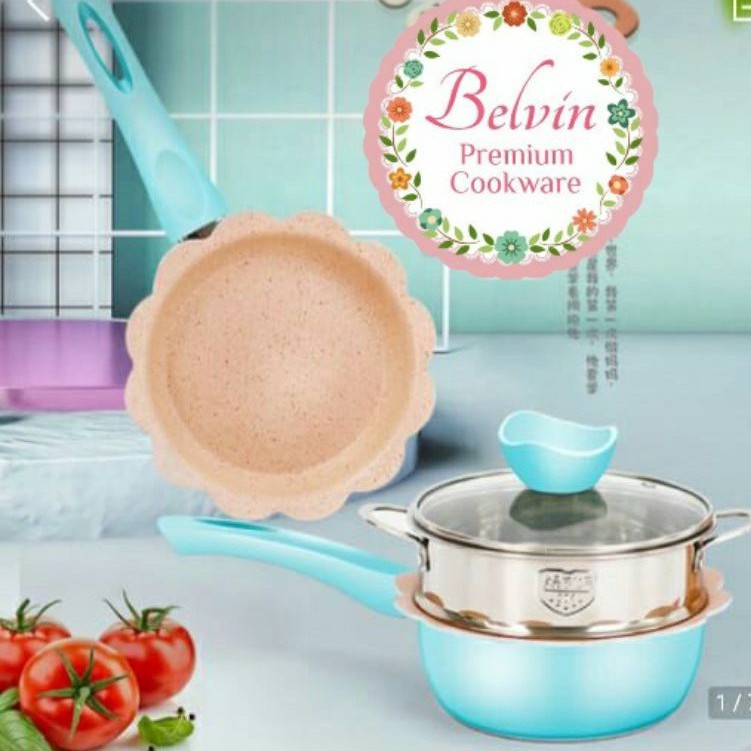 Jual Belvin Milkpan Cookware Kado Baby Set Panci Frypan Flower Mpasi