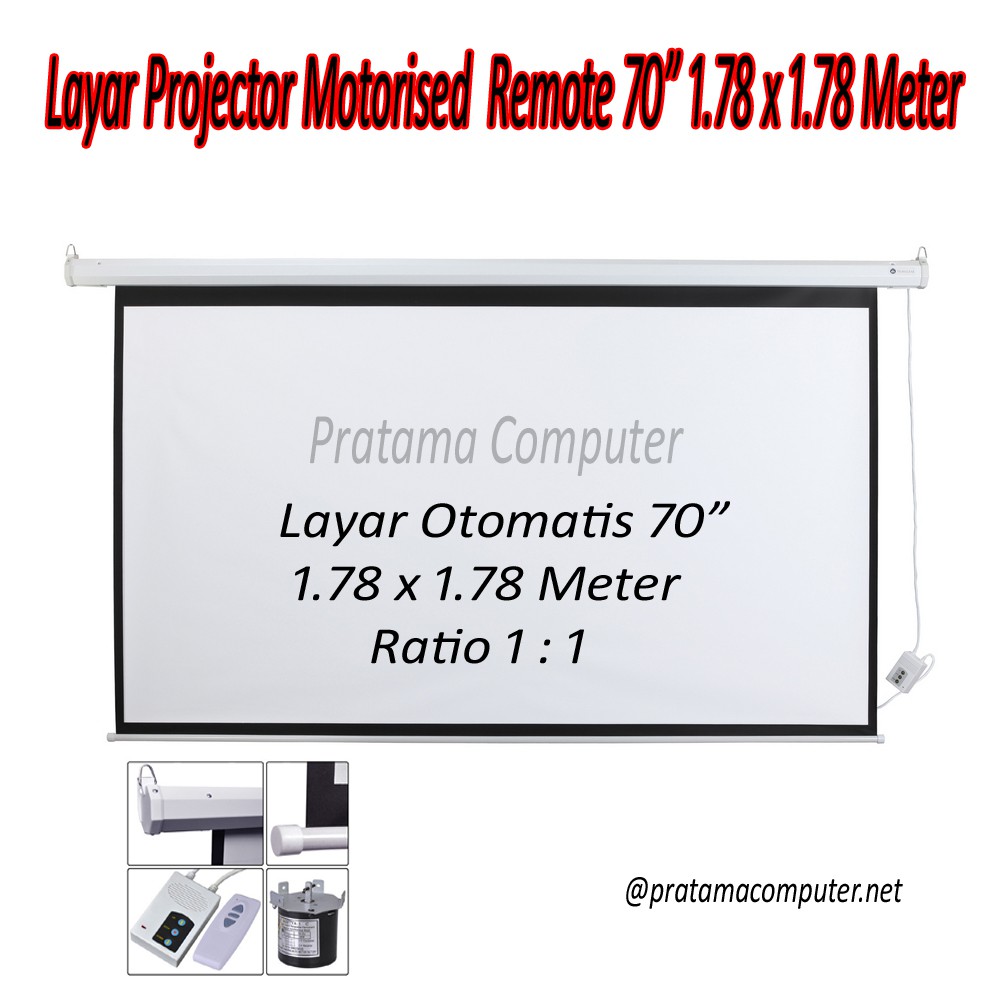 Jual Layar Screen Projector Motorized Otomatis Menggunakan Remote 70