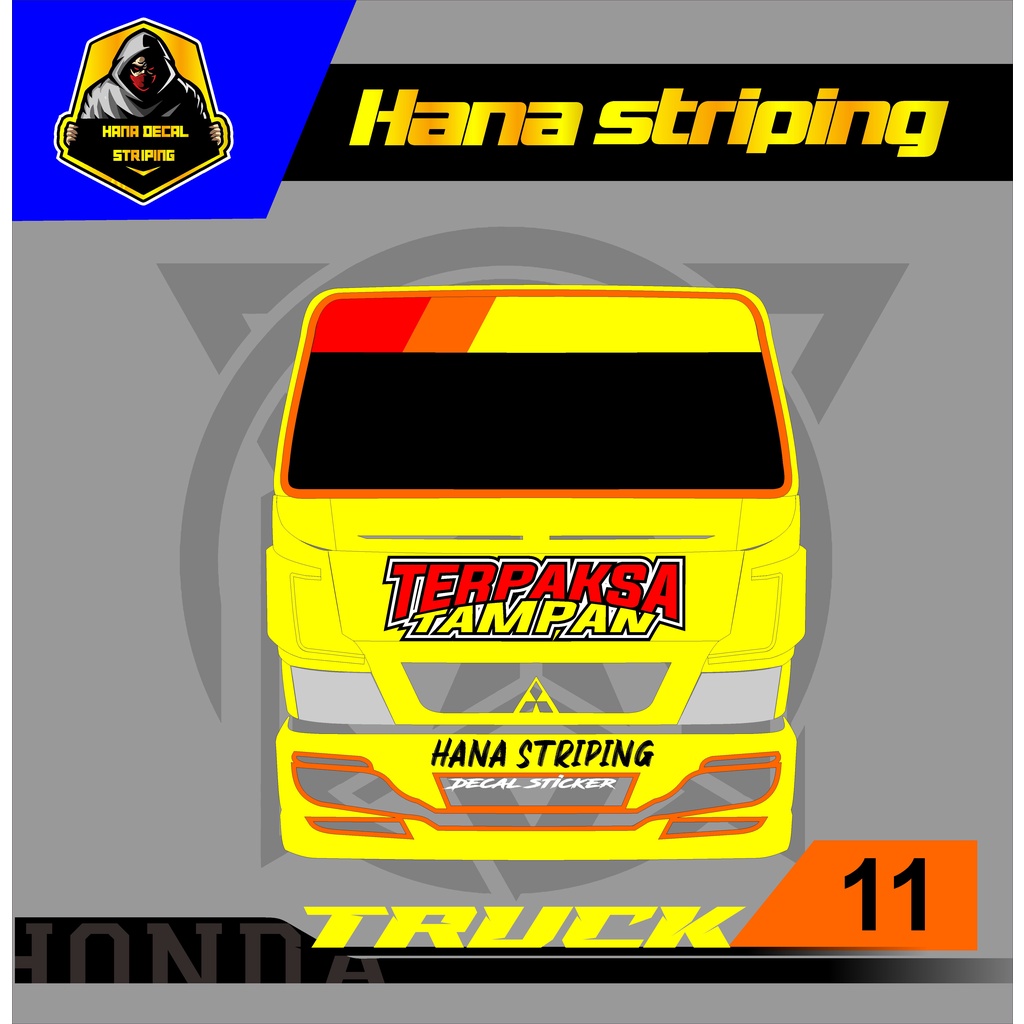 Jual Stiker Cutting Kabin Truk canter, giga, elf, dyna, dutro, umplong,  dll, warna biru free custom desain - Sticker Variasi Truck kode hs11 |  Shopee Indonesia