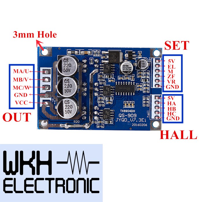 Jual Sensored BLDC Driver Controller 12V-36V DC 500W PWM Brushless ...