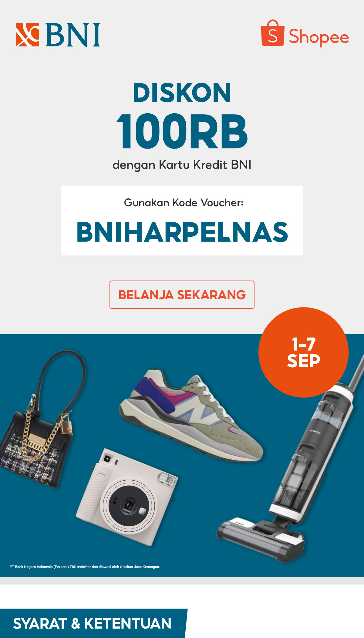 Diskon hingga 100RB dengan Kartu Kredit BNI