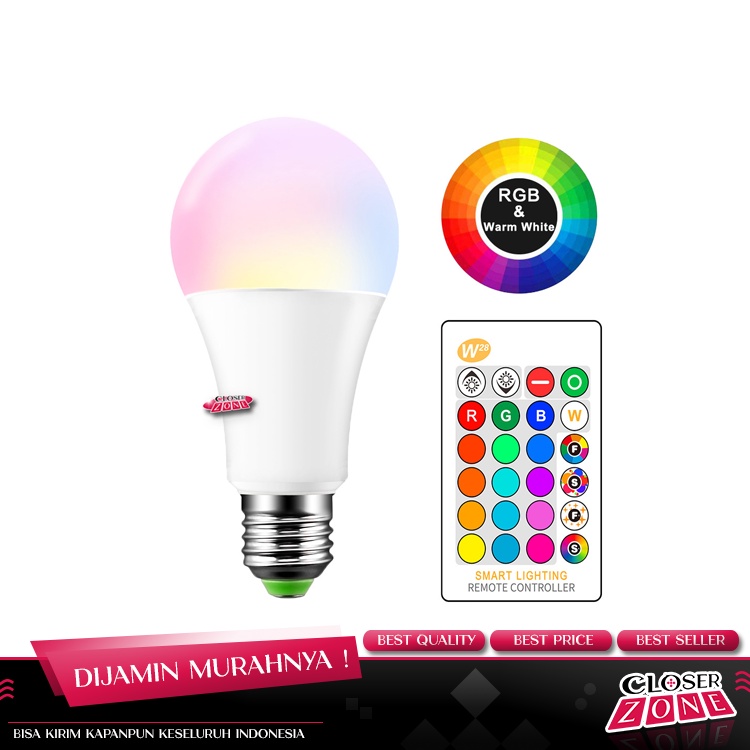 Jual Lampu Bohlam RGB dengan Remote Control E27 5W - B5 - White ...