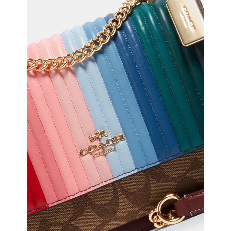 Jual ORIGINAL 100 Coach 1446 Klare Crossbody With Rainbow Linear Quilting Khaki Candy Pink Multi Shopee Indonesia