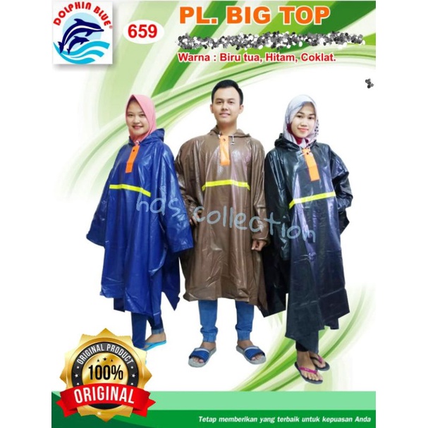 Jual Jas Hujan Poncho Lengan Big Top Dolphin Blue Shopee Indonesia 