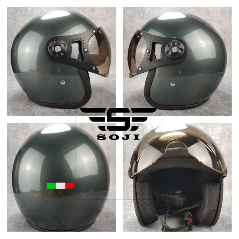 Jual Helm Pilot Italy Soji all grey glossy | Shopee Indonesia