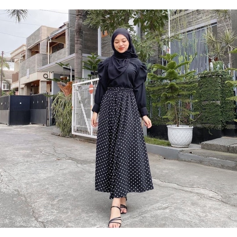 Jual Ootd Rok Plisket Polkadot Shopee Indonesia 8160