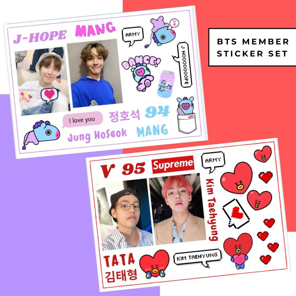 Jual BTS MEMBER STICKER SET (RM, JIN, SUGA, JHOPE, JIMIN, V, JUNGKOOK ...