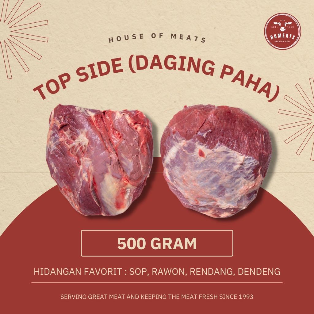 Jual Daging Sapi Lokal Segar Paha Topside Silverside Fresh 500 Gram 1 2