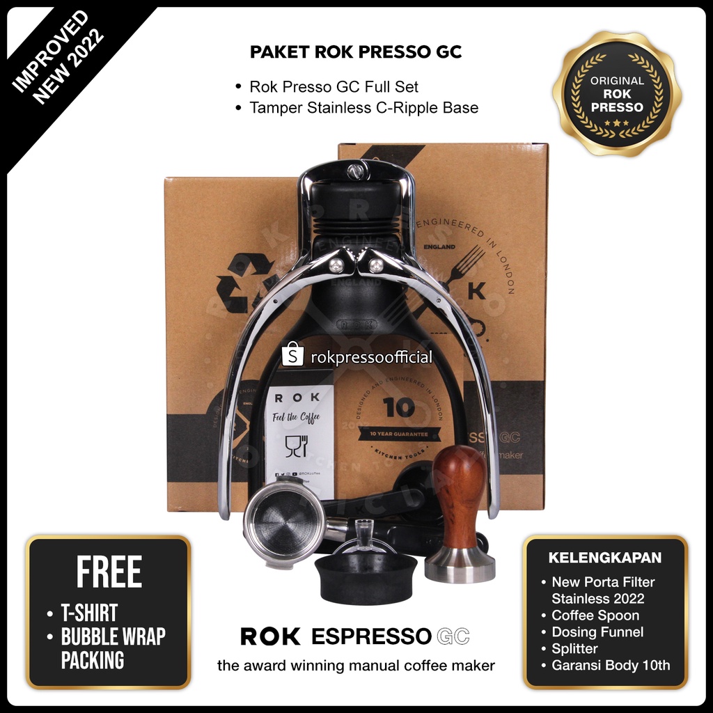 Jual Paket Rok Presso 2022 + Tamper Base Stainless Steel C Ripple ...