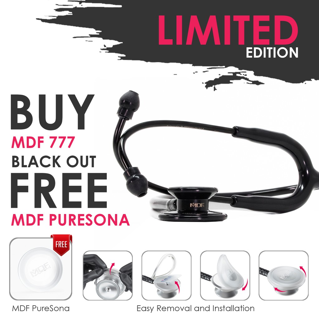 Jual MDF Stethoscope 777 Blackout + Puresona Diaphragm Shopee Indonesia