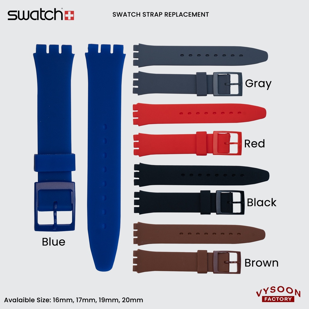 Jual Swatch Tali Jam Rubber Silicone 16mm 17mm 19mm 20mm Sport