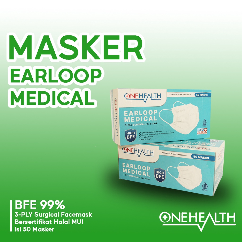 Jual MASKER MEDIS ONE HEALTH | EARLOOP 3-PLY | ISI 50 PCS | Shopee ...