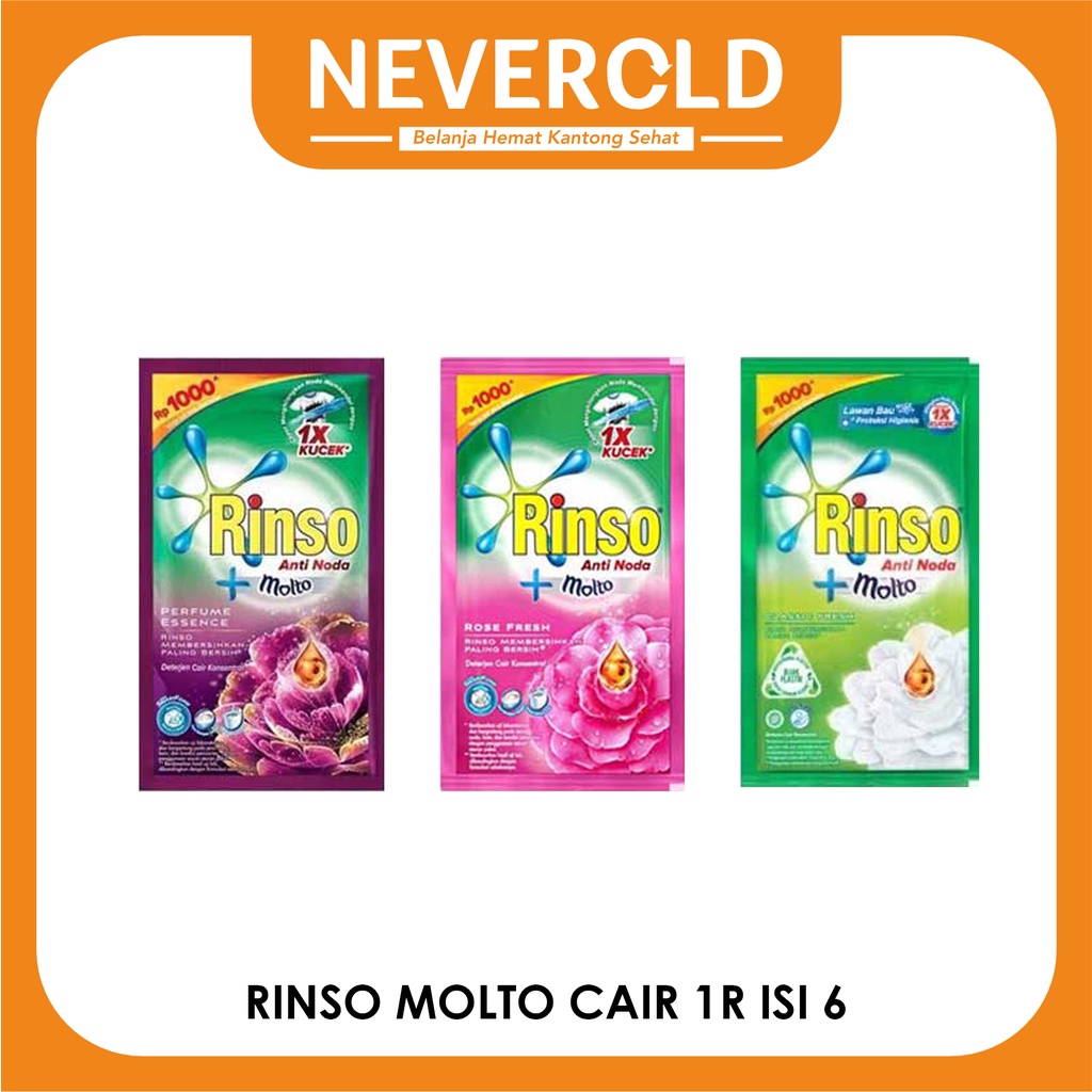 Jual Rinso Anti Noda + Molto Detergen Cair 40ml Sachet / 1 Renceng ...
