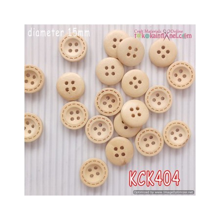 Jual KCK404 Kancing Kayu Cream Tepi Garis 15mm (1 Bks isi 12 Butir ...