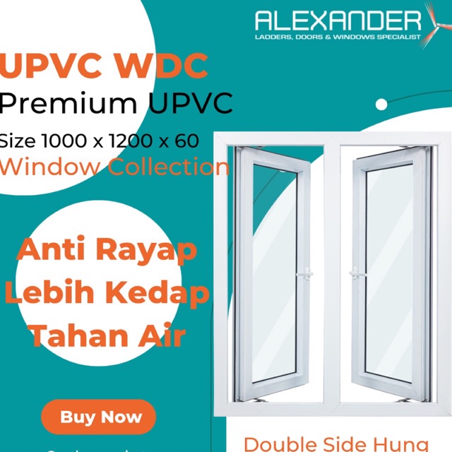 Jual Jendela UPVC Tipe WDC White (Putih) Casement Double | Shopee Indonesia