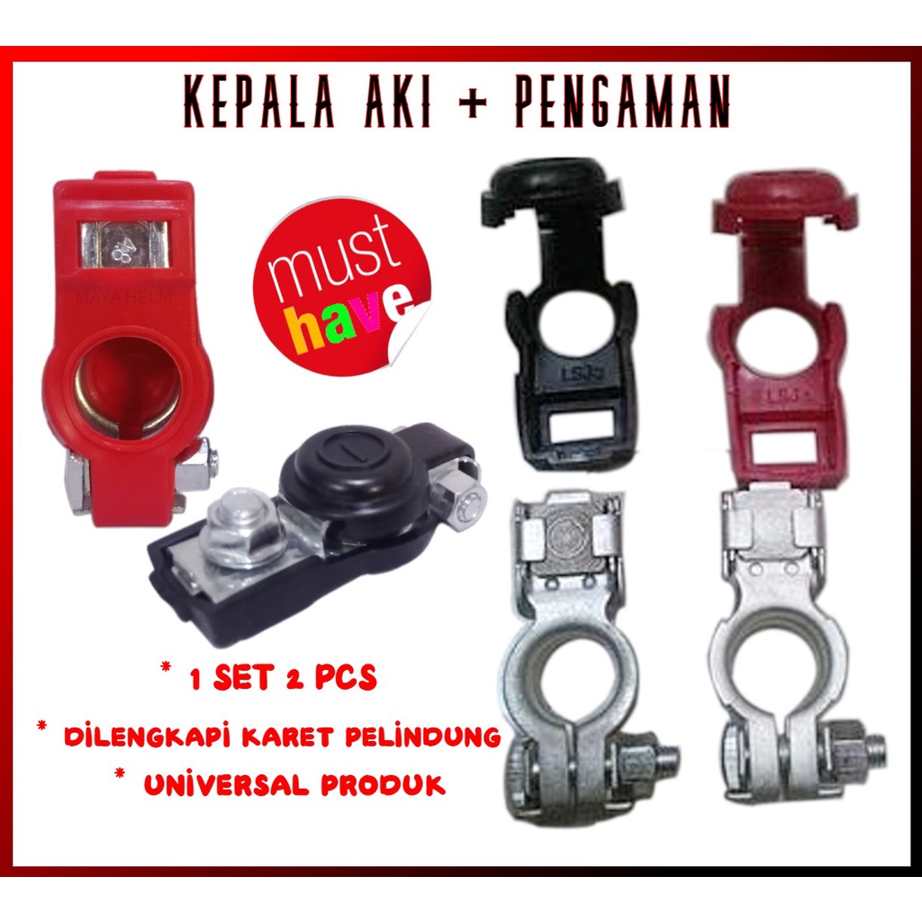 Jual Kepala Pengaman Accu Aki Pelindung Karet Satu Set Shopee Indonesia