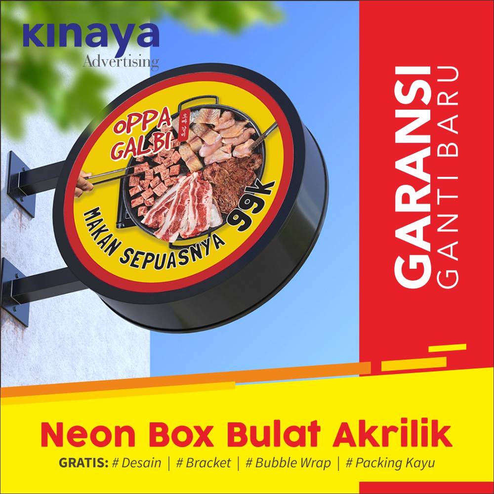 Jual Neon Box Bulat Diameter 100cm 2 Sisi Shopee Indonesia