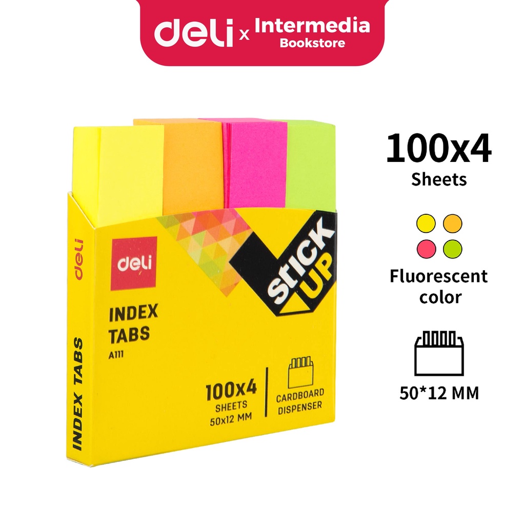 Jual Deli EA11102 Index Tab penanda warna cerah melekat kuat media yang ...