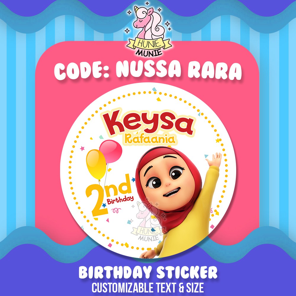 Jual Sticker Birthday Custom - Nussa Rara Hijab Muslim (20pcs) Stiker ...