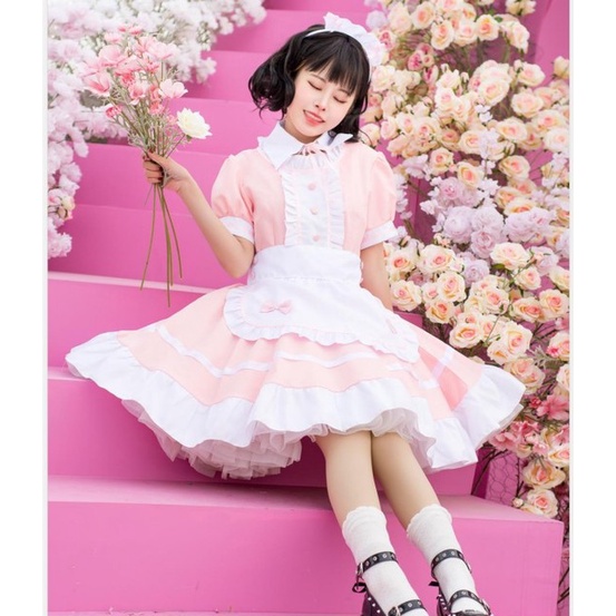 Jual New Sexy Sweet Gothic Lolita Dress French Maid Costume Anime ...