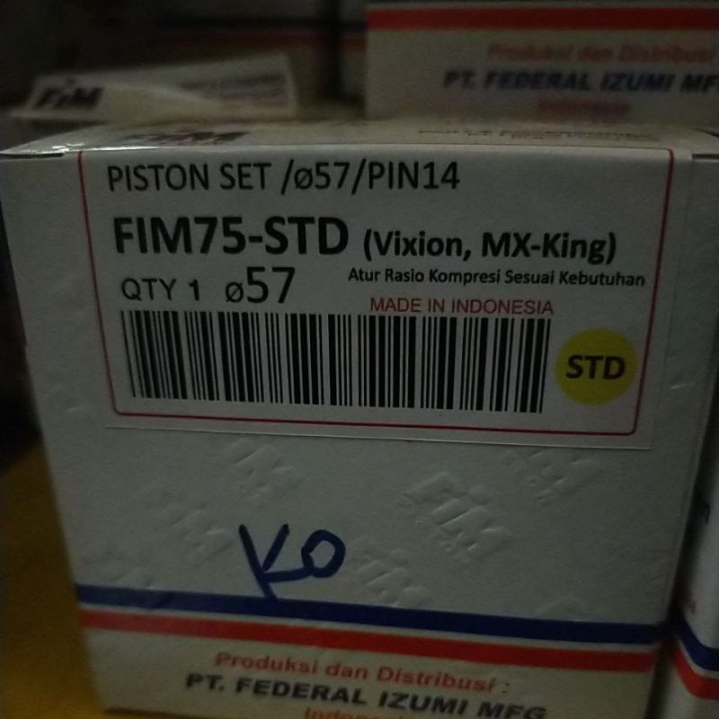 Jual PISTON SEHER KIT SET FIM 75 ukuran 57 57,5 58 58,5 59 59,5 60 mm