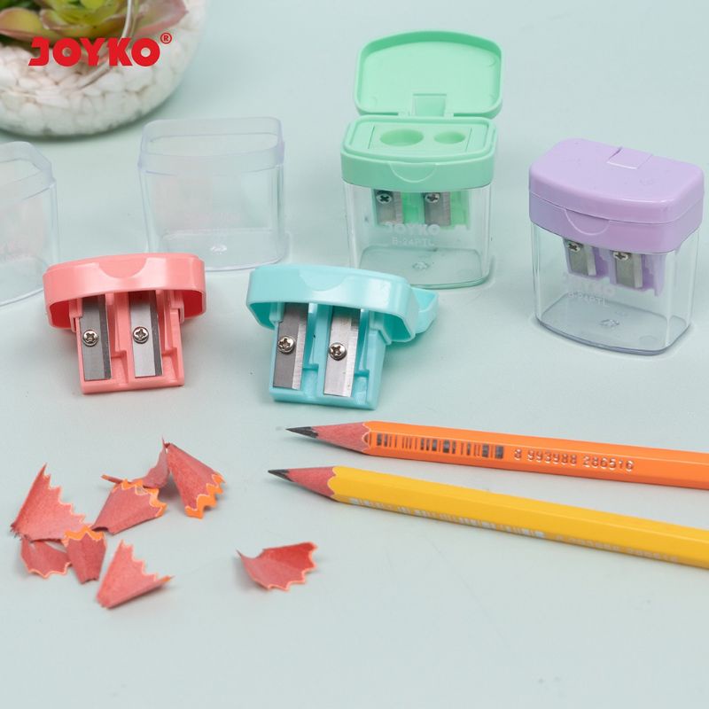 Jual RAUTAN 2 LUBANG WARNA PASTEL JOYKO B-24PTL | SHARPENER 2 IN 1 ...