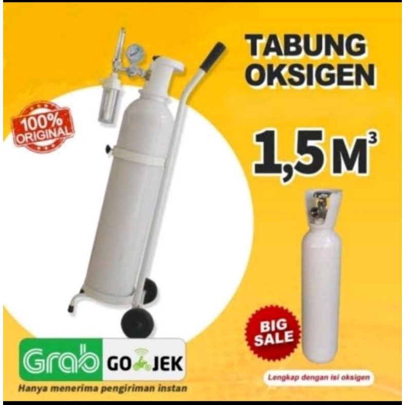 Jual TABUNG OKSIGEN 1.5m3 ISI FULL OXYGEN MEDIS 2000Psi KOMPLIT ...