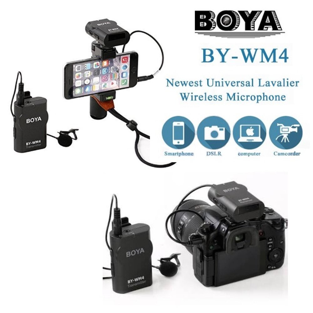 Jual Microphone BOYA BY WM4 Universal Lavalier Wireless Mic DSLR ...