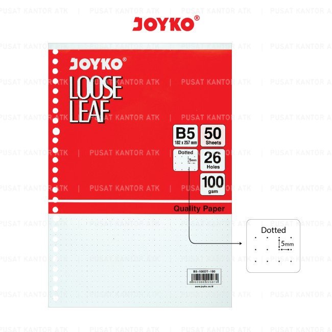 Jual Joyko B5-100DT-50 Dotted Loose Leaf B5 100Gsm 50 Sheet Kertas ...