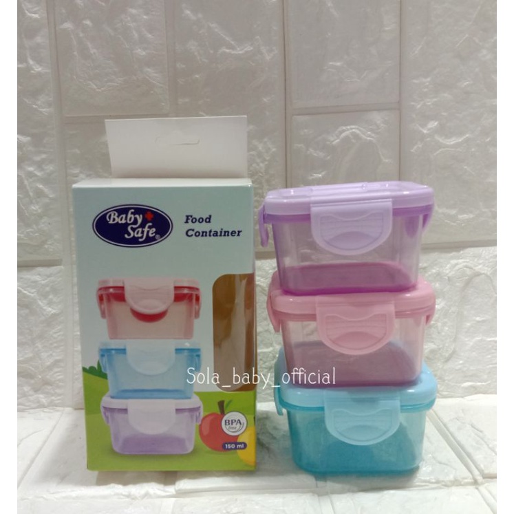 Jual Babysafe Food Container Susu Bayi/Kotak Susu Bayi isi 3pics 150ml ...