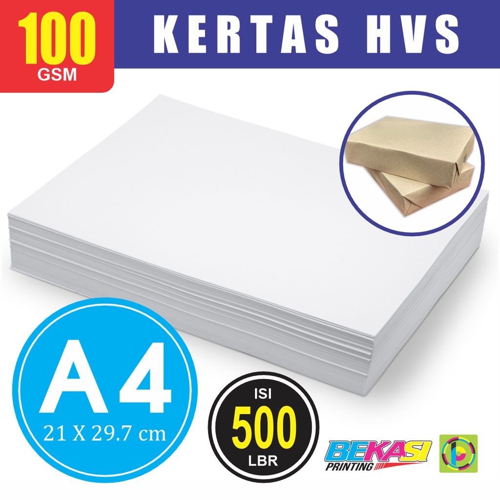 Jual Woodfree Paper Kertas HVS 100 GSM A4 21 x 29.7 cm - 1 RIM (500 ...