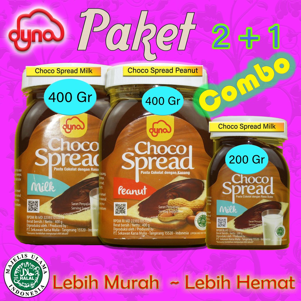 Jual Selai Roti/Selai Coklat Kacang/Selai Coklat Susu Dyna Choco Spread ...