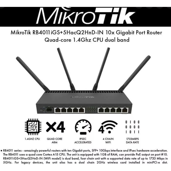 Jual Mikrotik RouterBoard RB4011iGS+5HacQ2HnD-IN | Shopee Indonesia