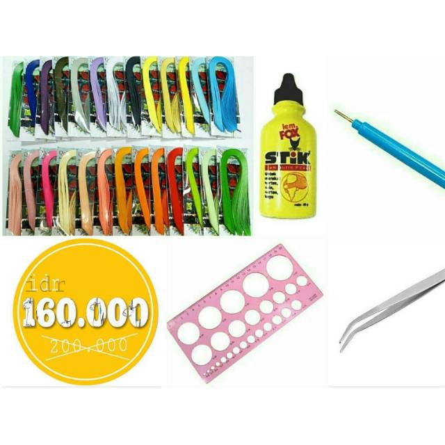 Jual KERTAS PAPER QUILLING PAKET PEMULA PROMO (kertas warna origami