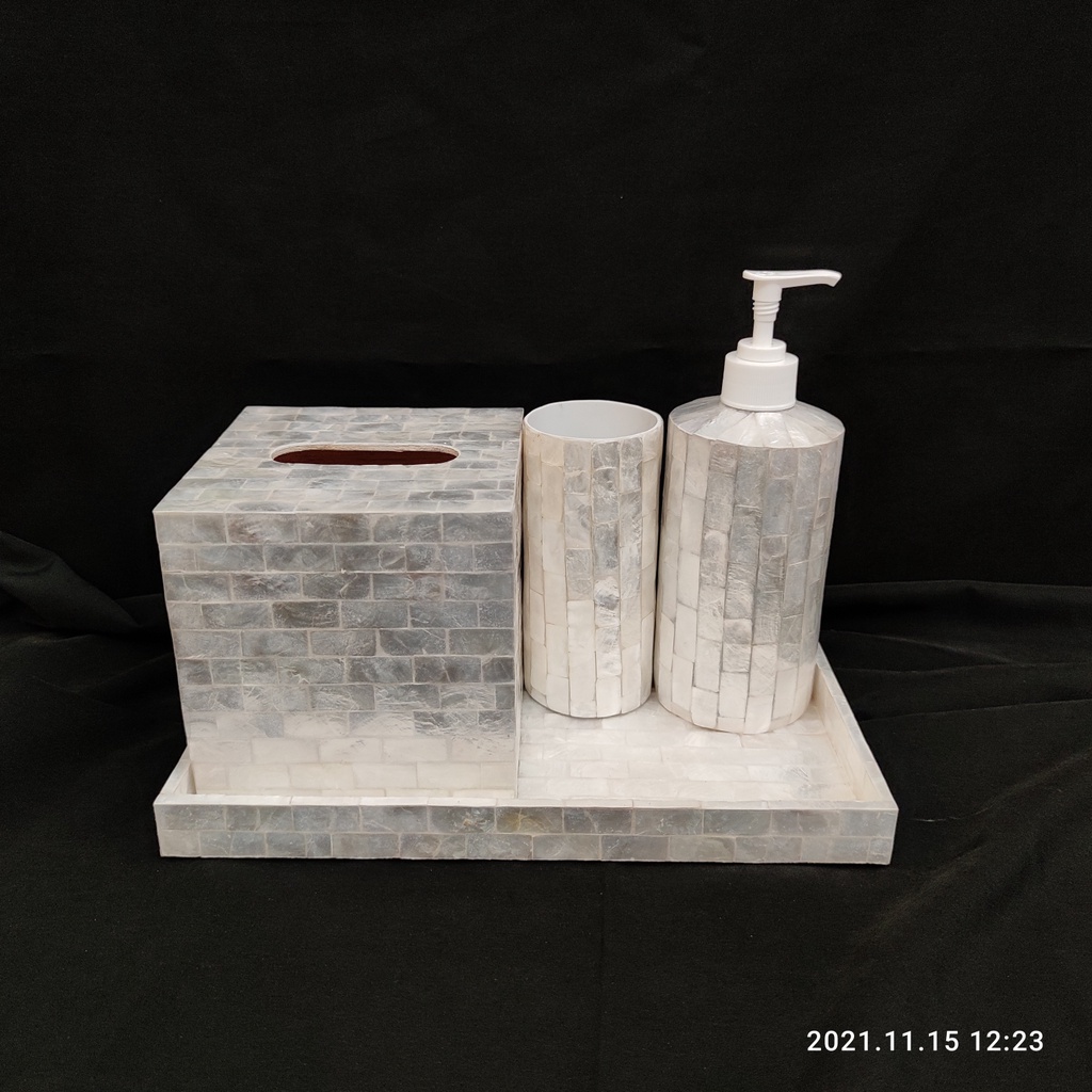 Jual set shell tray tempat tisu kerang shell tissue holder dispenser ...