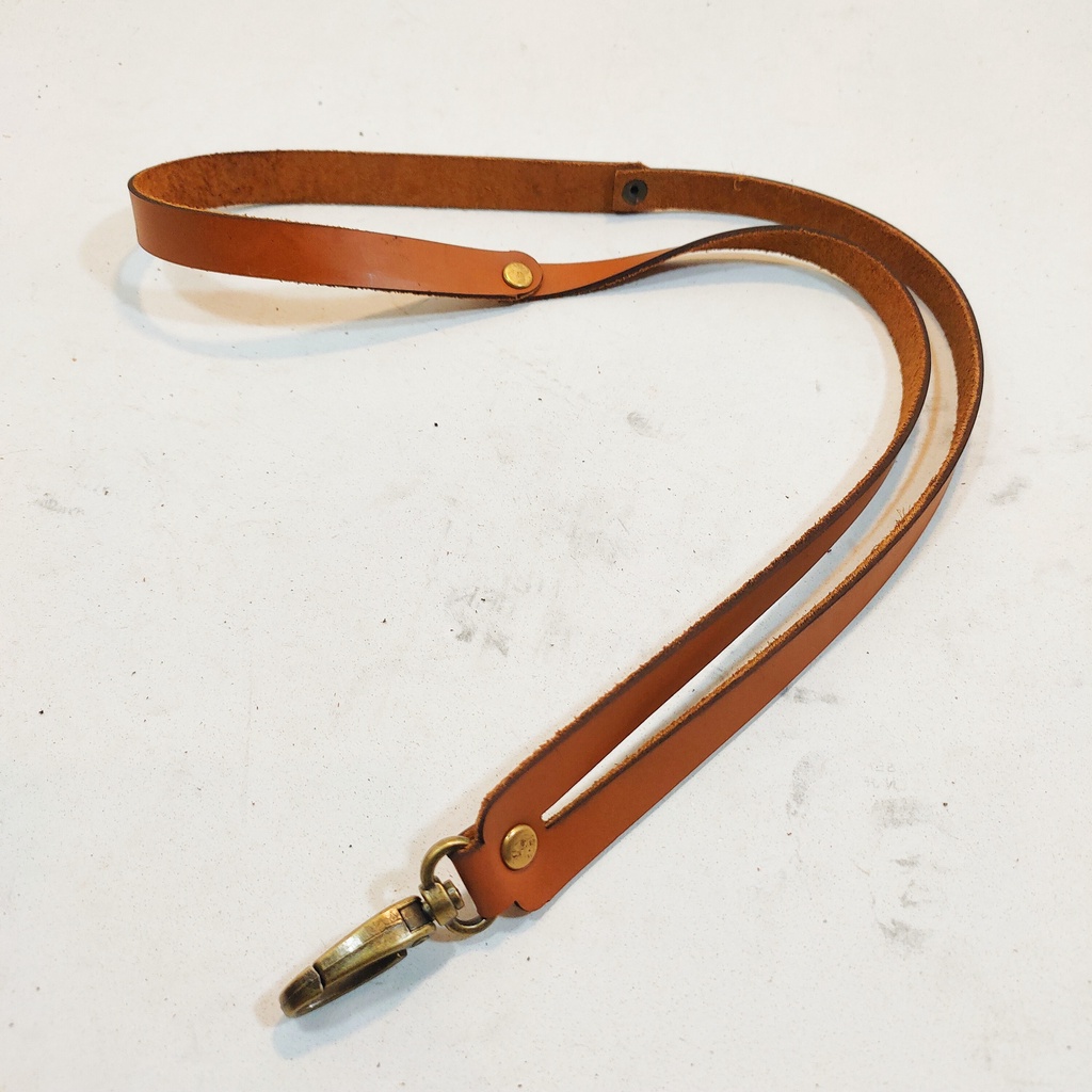 Jual Tali Lanyard ID Card Kulit Leather Neck Strap Leather Lanyard