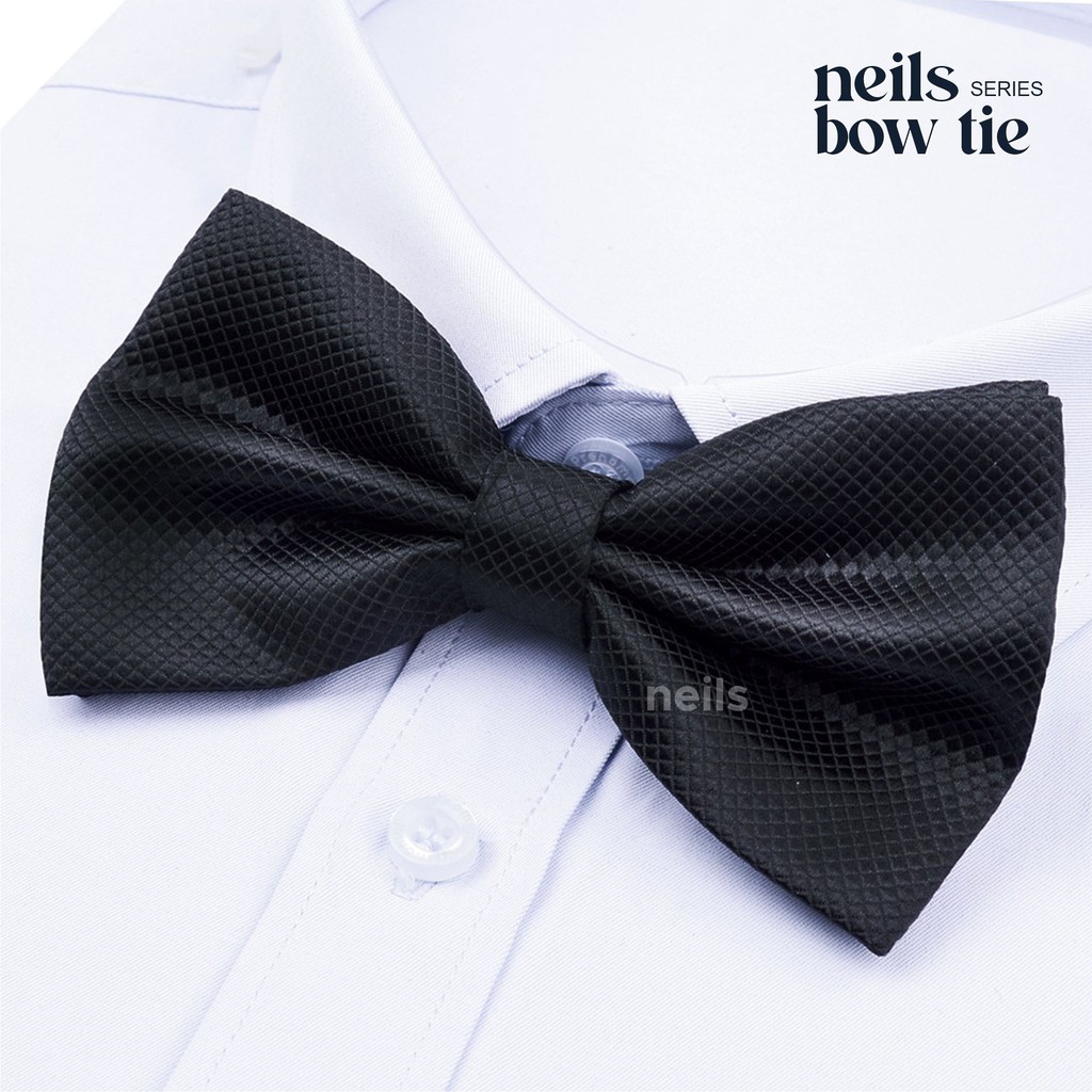 Jual Dasi Kupu Kupu Premium Bandung Neils Warna Hitam Bow Tie Black Motif Tekstur Shopee