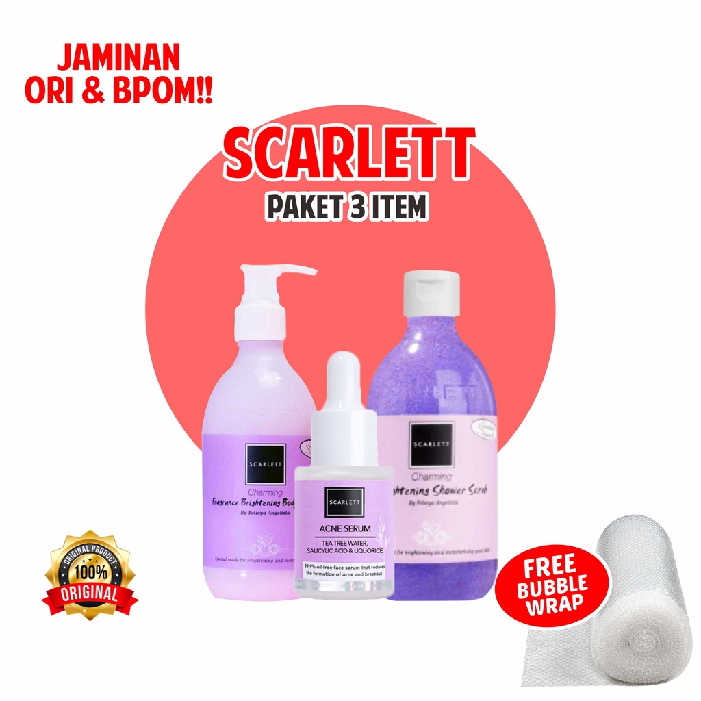 Jual Scarlett Whitening Paket 3 Item [free Bubble] Varian Hand Body