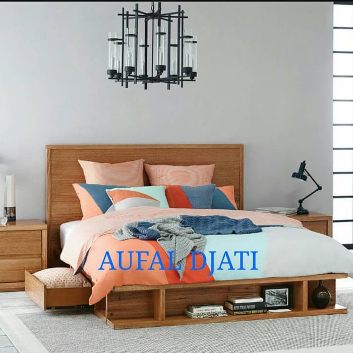 Jual set dipan ranjang tempat tidur laci rak buku minimalis top jati ...