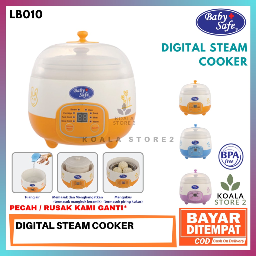 Jual Baby Safe Bayi Digital Steam Cooker LB010 Free Kardus dan